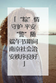 “粽”情守护 平安“警”随 端午节期间南京社会治安秩序良好