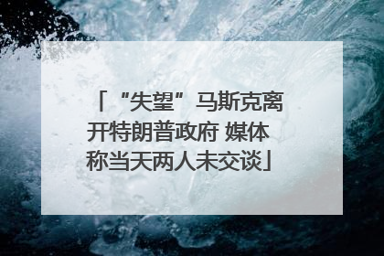 “失望”马斯克离开特朗普政府 媒体称当天两人未交谈