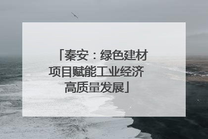 秦安：绿色建材项目赋能工业经济高质量发展