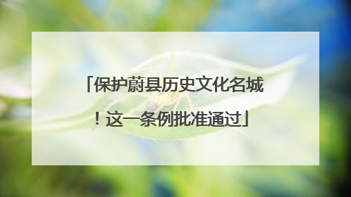 保护蔚县历史文化名城！这一条例批准通过