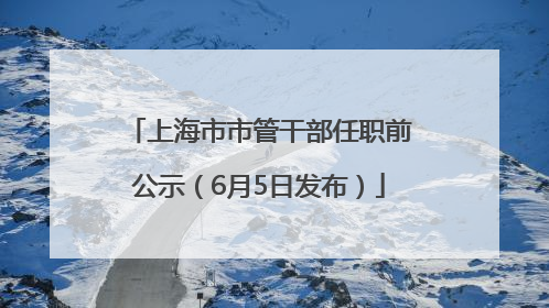 上海市市管干部任职前公示（6月5日发布）