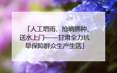 人工增雨、抢墒播种、送水上门——甘肃全力抗旱保障群众生产生活