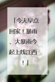 今天早点回家！暴雨、大暴雨今起上线江西！