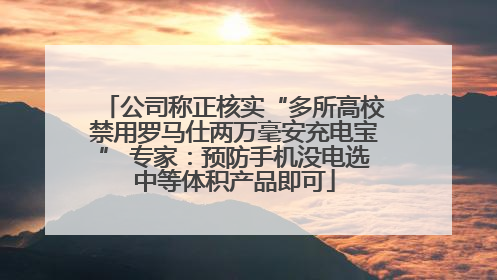 公司称正核实“多所高校禁用罗马仕两万毫安充电宝” 专家：预防手机没电选中等体积产品即可