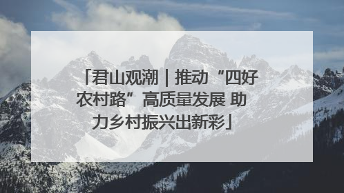 君山观潮｜推动“四好农村路”高质量发展 助力乡村振兴出新彩