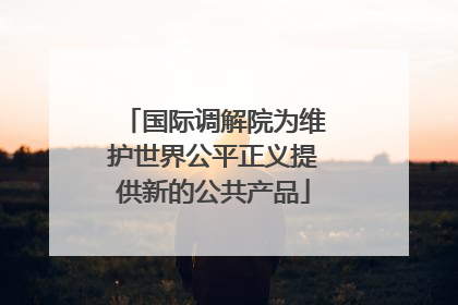 国际调解院为维护世界公平正义提供新的公共产品