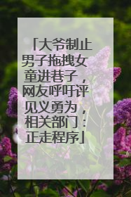 大爷制止男子拖拽女童进巷子，网友呼吁评见义勇为，相关部门：正走程序