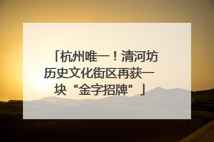 杭州唯一！清河坊历史文化街区再获一块“金字招牌”