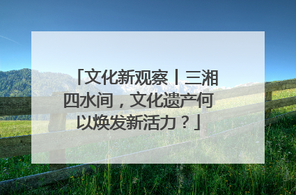 文化新观察丨三湘四水间，文化遗产何以焕发新活力？
