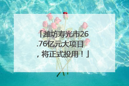 潍坊寿光市26.76亿元大项目，将正式投用！
