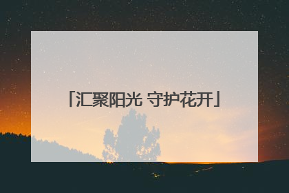 汇聚阳光 守护花开