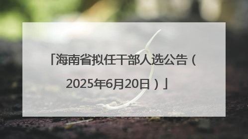 海南省拟任干部人选公告（2025年6月20日）