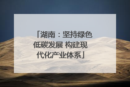 湖南：坚持绿色低碳发展 构建现代化产业体系