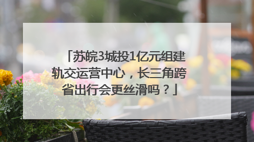 苏皖3城投1亿元组建轨交运营中心，长三角跨省出行会更丝滑吗？