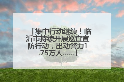 集中行动继续！临沂市持续开展巡查宣防行动，出动警力1.75万人……