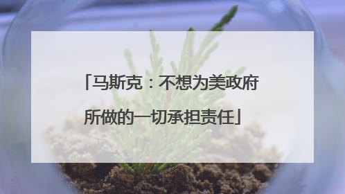 马斯克：不想为美政府所做的一切承担责任