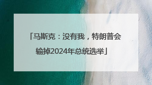马斯克：没有我，特朗普会输掉2024年总统选举