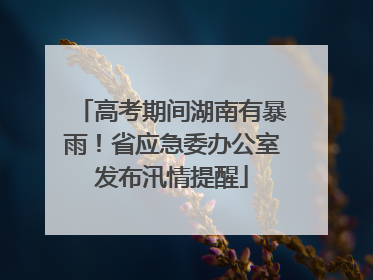 高考期间湖南有暴雨！省应急委办公室发布汛情提醒