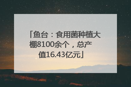 鱼台：食用菌种植大棚8100余个，总产值16.43亿元