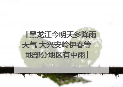 黑龙江今明天多降雨天气 大兴安岭伊春等地部分地区有中雨
