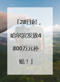28日起，哈尔滨发放4800万元补贴！